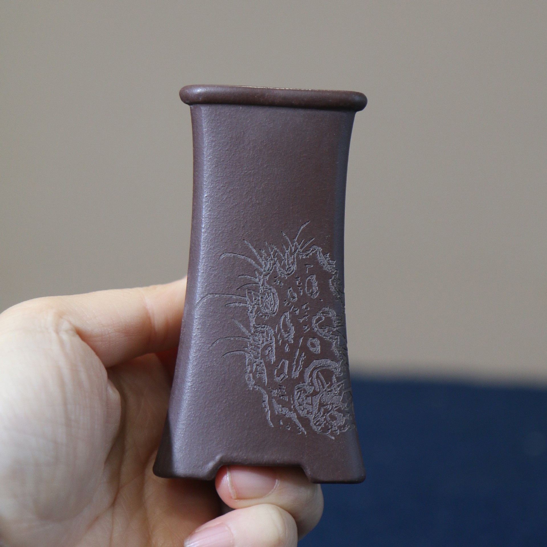 花盆微型盆景盆掌上盆栽微盆拇指盆特小张可磊刻绘盆三角形