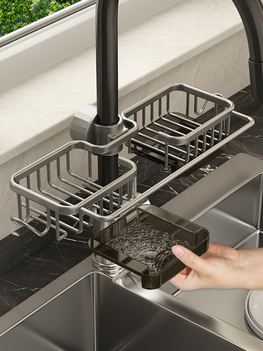 厨房水龙头置物洗碗池洗菜盆水槽沥水挂篮海绵抹布百洁布收纳架子