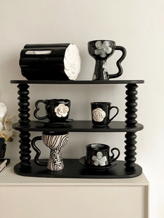 复古木质杯子多层置物架家用桌面化妆品整理收纳架展示架 LIVETAI