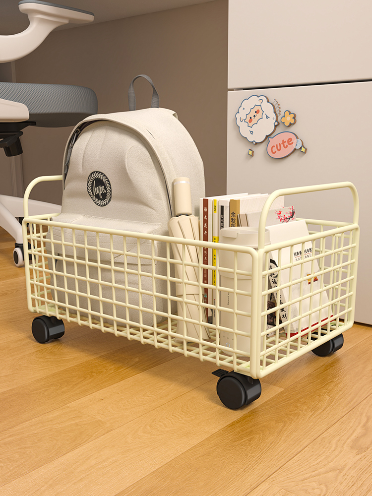 书包置物架可移动书箱学生教室放书籍课本收纳带滑轮大容量储物箱