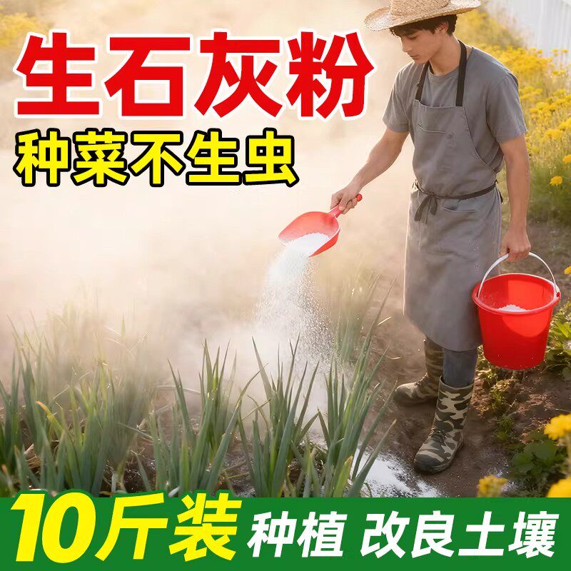生石灰种菜专用正宗白灰粉家用菜地30斤消毒防潮吸霉刷树木干燥剂
