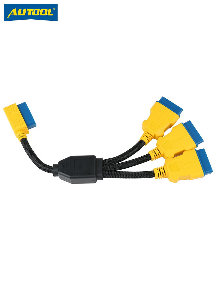 OBD2一分二一分三转接线加强尼龙汽车obd延长线一拖二分线器16芯