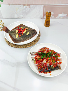 12寸大盘子10英寸深盘圆形剁椒鱼头专用盘子蒸多宝鱼蒸鱼盘白瓷盘