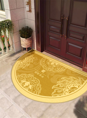 金黄色中式半圆入户门地垫防滑进门脚垫耐磨门口门垫门外室内地毯