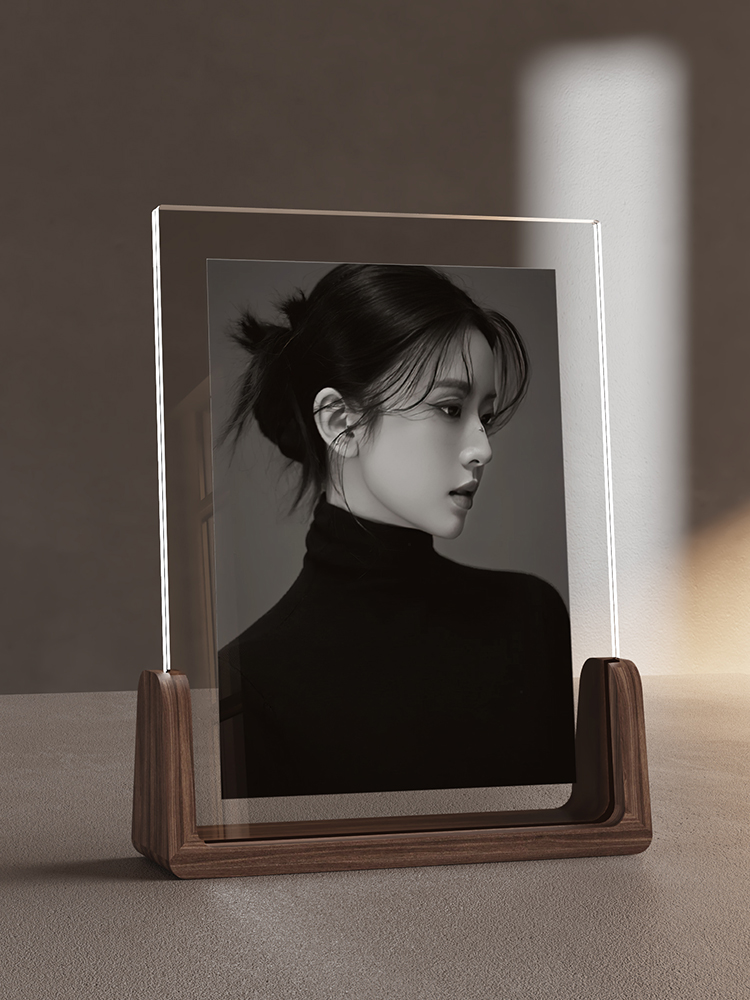 高级感实木亚克力展示架相框礼物洗照片打印六6寸diy定制空框摆台