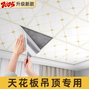 天花板贴纸自粘屋顶吊顶室内卫生间瓷砖装饰遮丑隔音墙纸防水防潮