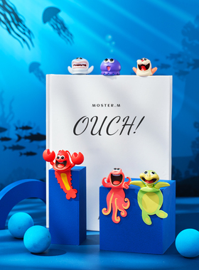 ouch海洋动物立体书签3d立体书签鲨鱼章鱼PVC摆件创意屏幕汽车中