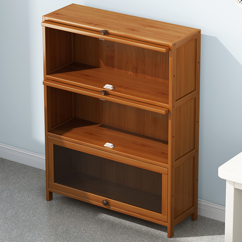 楠竹厨房置物架锅具用品碗盘收纳实木客厅储物柜多层简易书柜落地