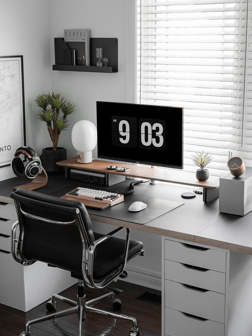 laricare桌面美学增高架 ins双层收纳支架 轻奢实木质电脑置物架