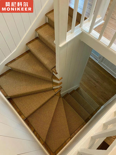 天然剑麻楼梯踏步垫日式亚麻楼梯地毯大理石防滑自粘楼梯垫可定制
