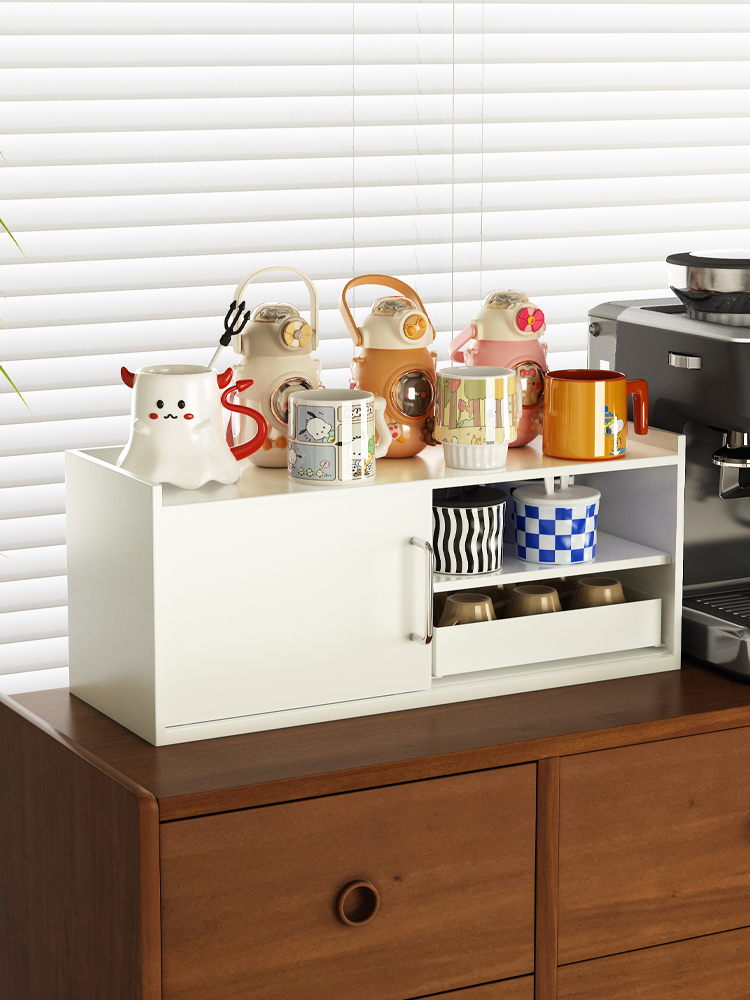 环图防尘桌面餐边柜客厅杯子收纳架咖啡台面置物架分层茶杯储物柜