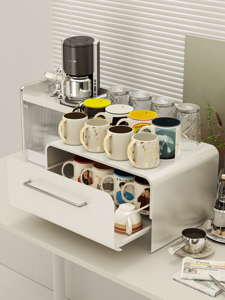 环图杯子收纳置物架桌面防尘茶杯水杯咖啡杯收纳盒水吧台储物柜子