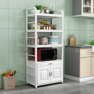 厨房置物架落地家用多层微波炉烤箱储物架多功能带柜子抽屉收纳柜