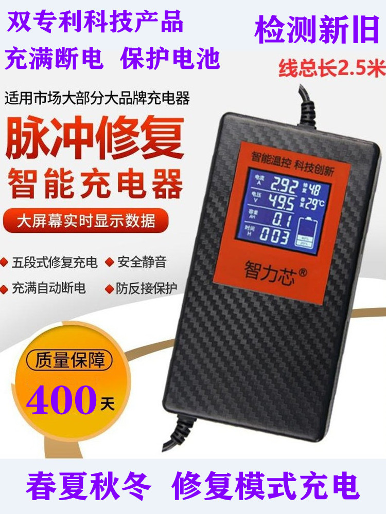 电动车充电器48v60V72v20ah 爱玛雅迪小刀石墨烯电瓶智能通用断电