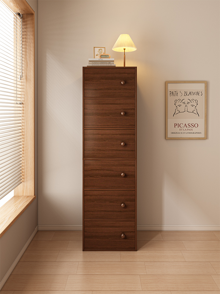 实木芯五斗柜卧室收纳置物柜家用斗橱客厅窄立柜靠墙小柜子储物柜