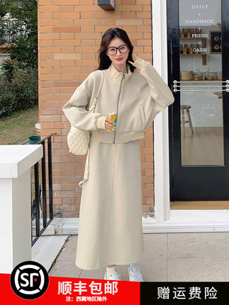 休闲卫衣套装裙女春秋2024年新款韩版今年流行漂亮上衣长裙两件套