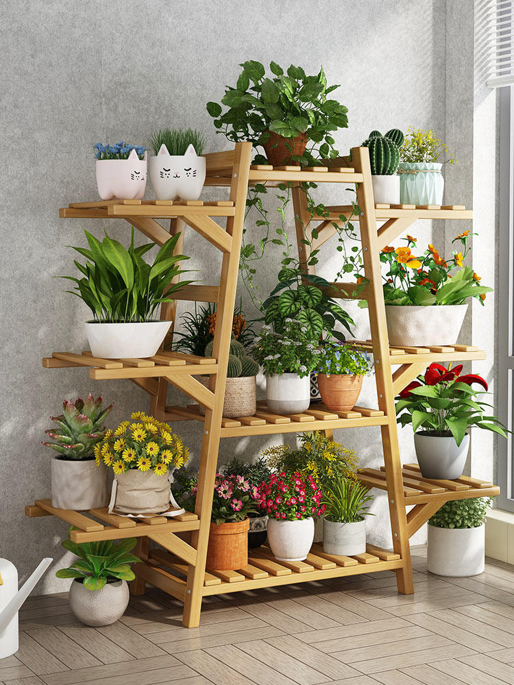 阳台落地式小花架子楠竹客厅多肉置物架花盆支架植物托架养花靠墙