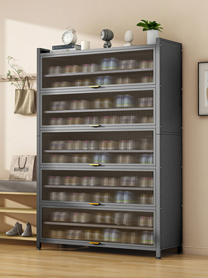 钢制鞋柜防尘入户家用门口玄关柜新爆款大容量铁艺上翻门多层鞋架