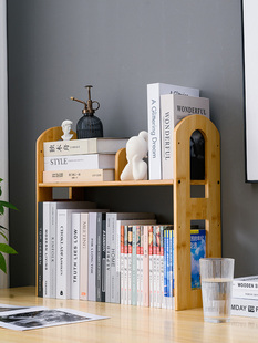 书架桌面简易小书架办公室文件收纳架书桌小层架二层桌上置物架竹