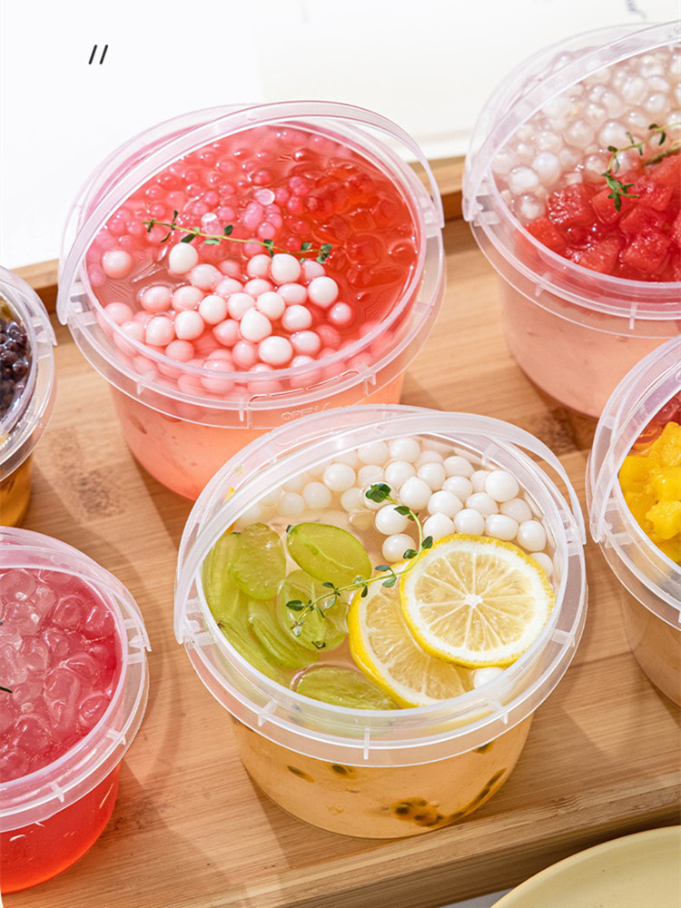 网红手提水果奶茶桶甜品烧仙草杯冰粉专用杯碗一次性打包盒子商用