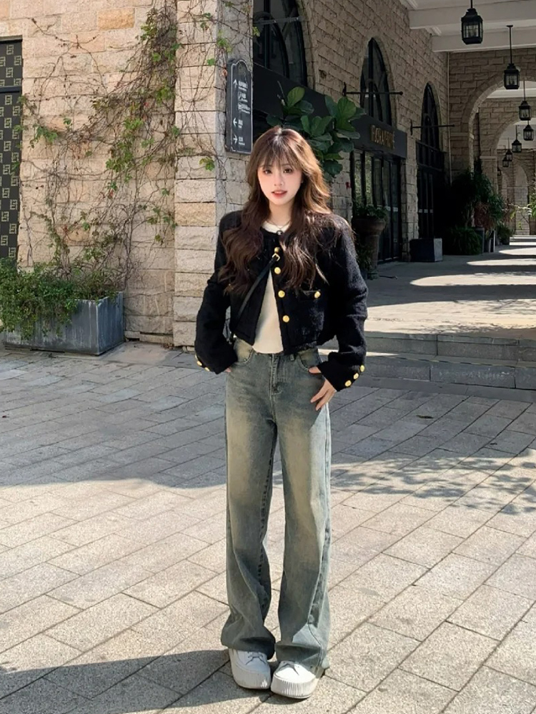 黑色小香风外套女2025新款套装春季开春女款初春韩系穿搭短款上衣