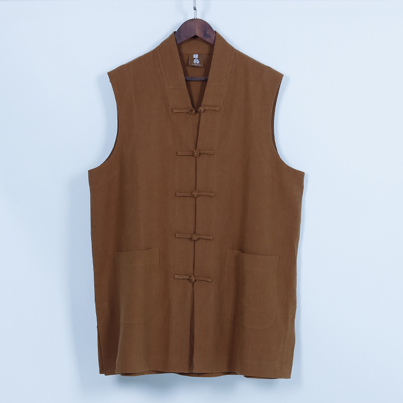 僧服夏季薄款马甲亚麻出家人马甲和尚僧人四季马夹伽蓝褂女