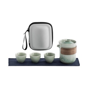 松青釉旅行茶具套装 高档ROADMAKER 便携收纳包一壶三杯户外随身快