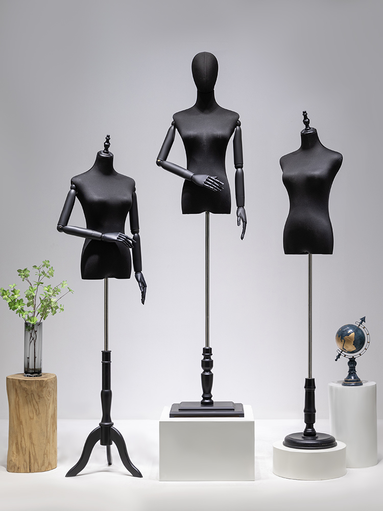 服装店橱窗模特女半身黑色道具假人偶全身高档婚纱模特展示架女装