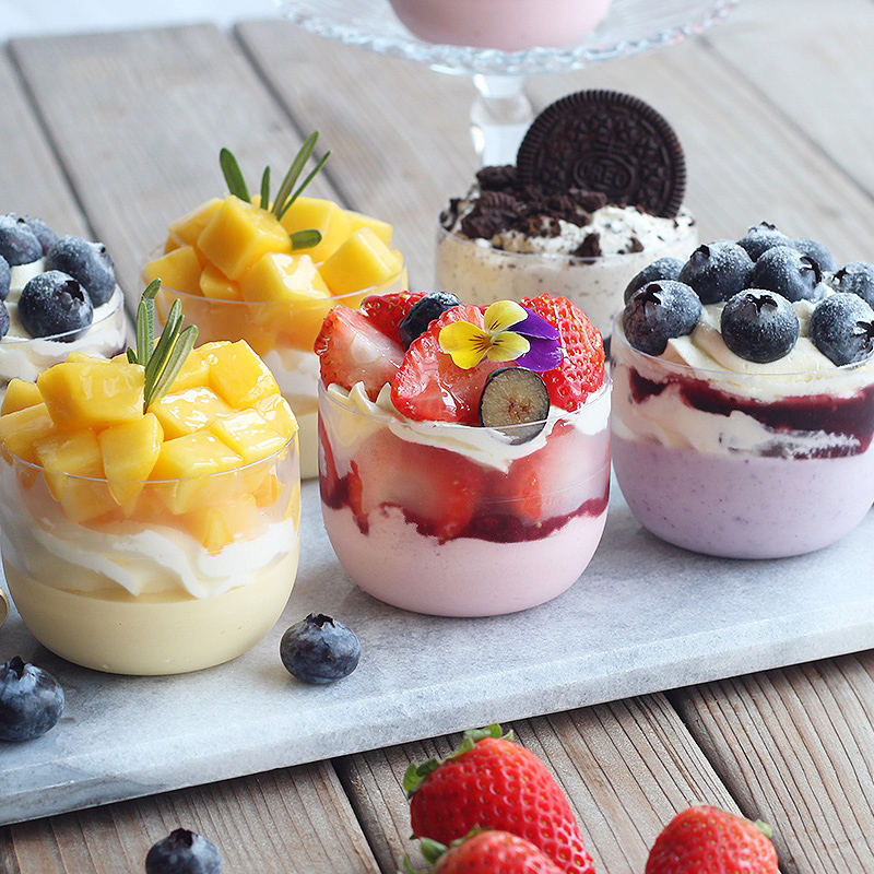 食品级一次性优质硬塑料加厚圆形慕斯布丁提拉米苏甜点蛋糕木糠杯