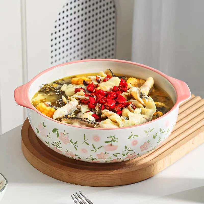 陶瓷双耳碗新款大号家用防烫釉下彩水煮鱼大汤盆好看汤碗个人专用,餐饮具,碗,淘宝优惠券,粉丝福利购,淘宝优惠卷