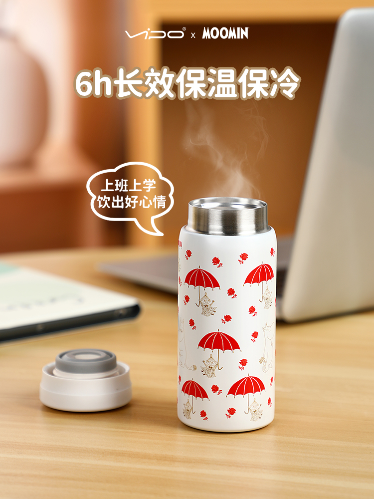VIPOx姆明Moomin迷你保温杯高颜值200ml口袋杯316不锈钢学生水杯
