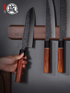三本盛磁力吸刀架壁挂式免打孔钉实木置物家用厨房用菜刀具收纳架