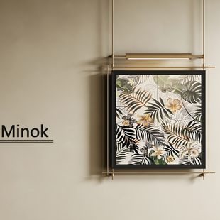 法式中古挂画玄关画花草画简约抽象植物画定制金属框架画现代意式