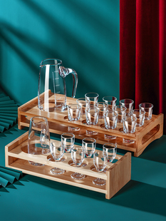 小号中式 分酒器白酒杯家用酒具套装 一口杯带把刻度量酒器盅壶杯架