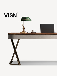 极简书桌 2025设计师原创家用意式 VISN 北美黑胡桃木书桌现代轻奢