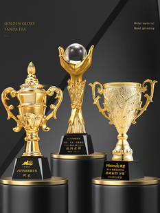 高档金属奖杯定制定做创意优秀员工颁奖树脂水晶荣誉证书奖牌制作