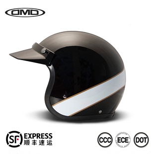 巡航哈雷骑行半 高档意大利DMD复古半盔四分之三头盔女摩托车夏季