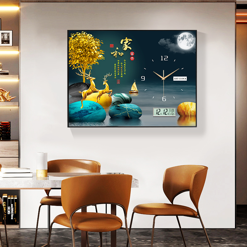 新款挂钟万年历电表箱装饰画配电箱遮挡现代轻奢电子钟挂画