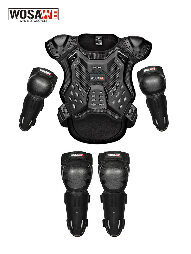 沃萨维摩托车儿童护甲衣套装轮滑溜冰平衡车护背护膝护肘运动护具