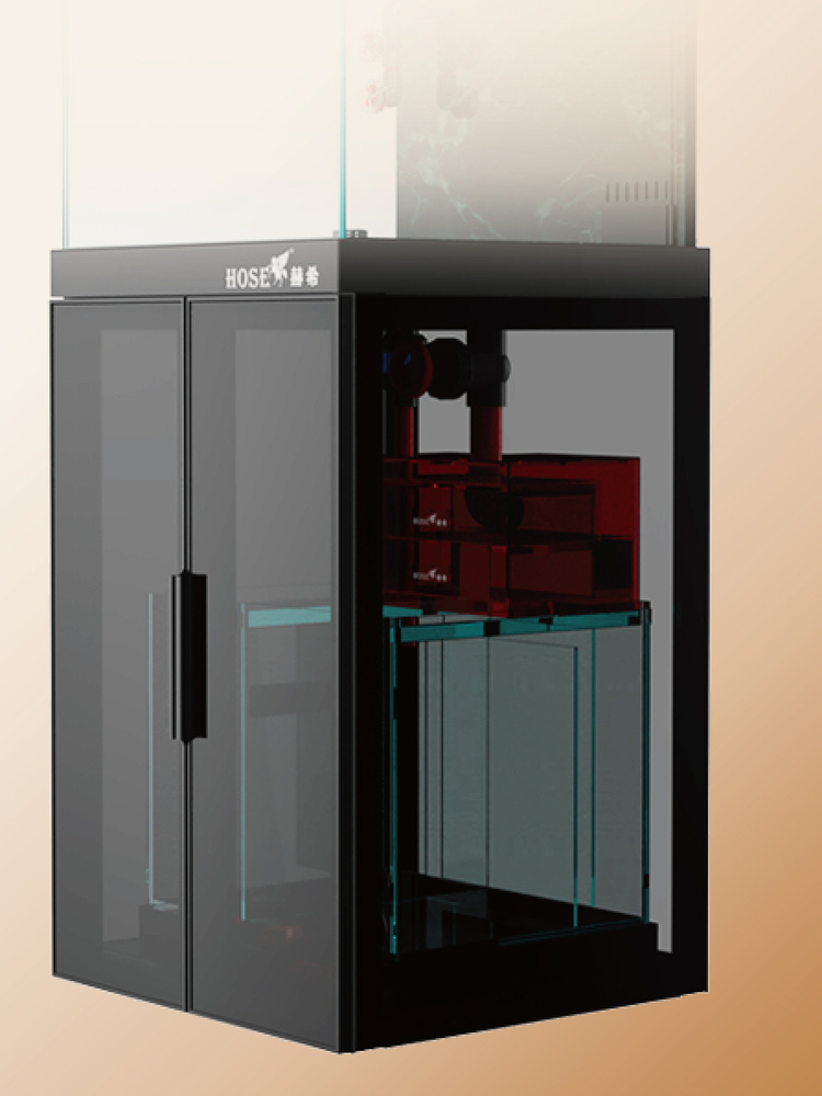 赫希四方缸玻璃底滤强排免换水生态空气缸铝合金家用兰寿鱼缸超白