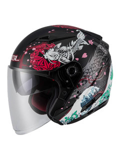 新款中国台湾SOL摩托车头盔浮世绘个性开放式3/4四季半盔双镜片SO