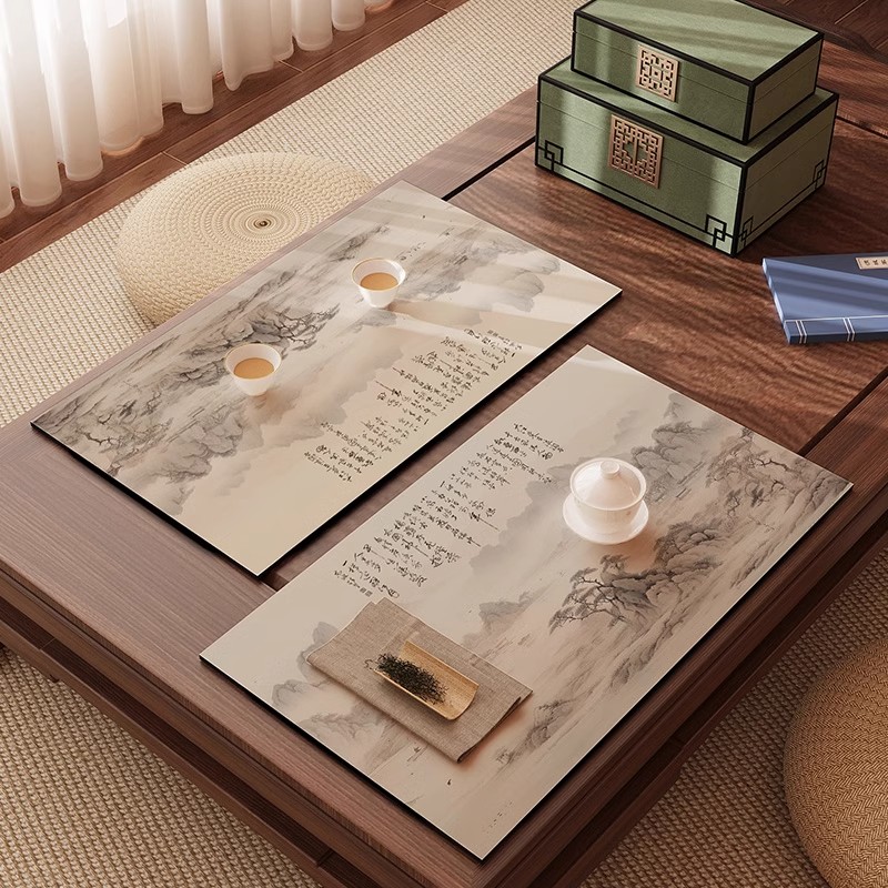 新中式禅意茶席中国风桌旗硅藻泥沥水垫吸水茶桌垫布茶台干泡杯垫