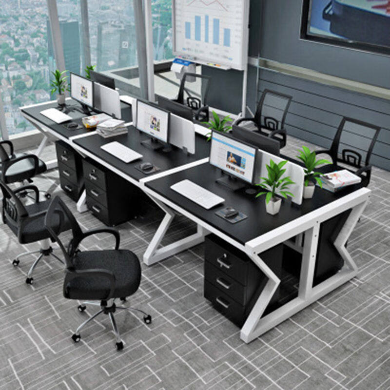 极速简约职员办公桌4人位员工电脑桌屏风L工作位办公桌椅组合办公