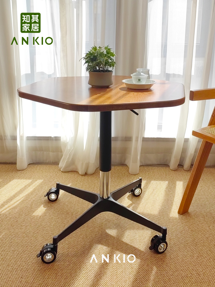 升降桌客厅茶几带轮实木边几可升降茶几餐桌两用