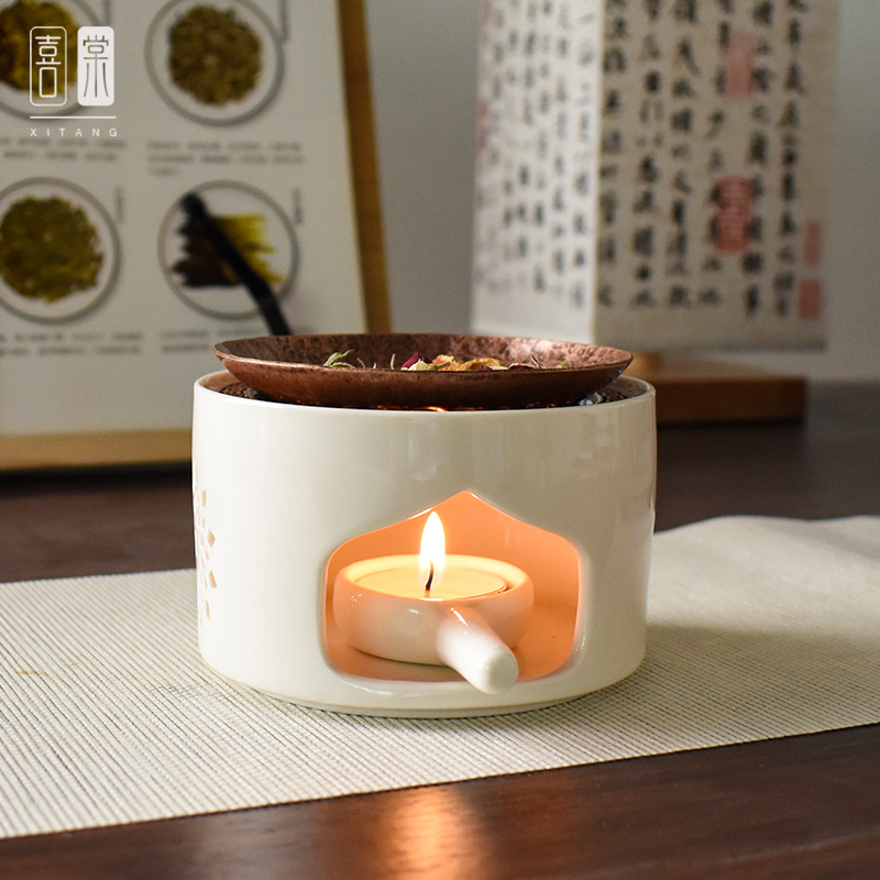 喜棠【问艺】紫铜香薰炉可干烧家用蜡烛加热温茶烤茶器隔火扩香炉