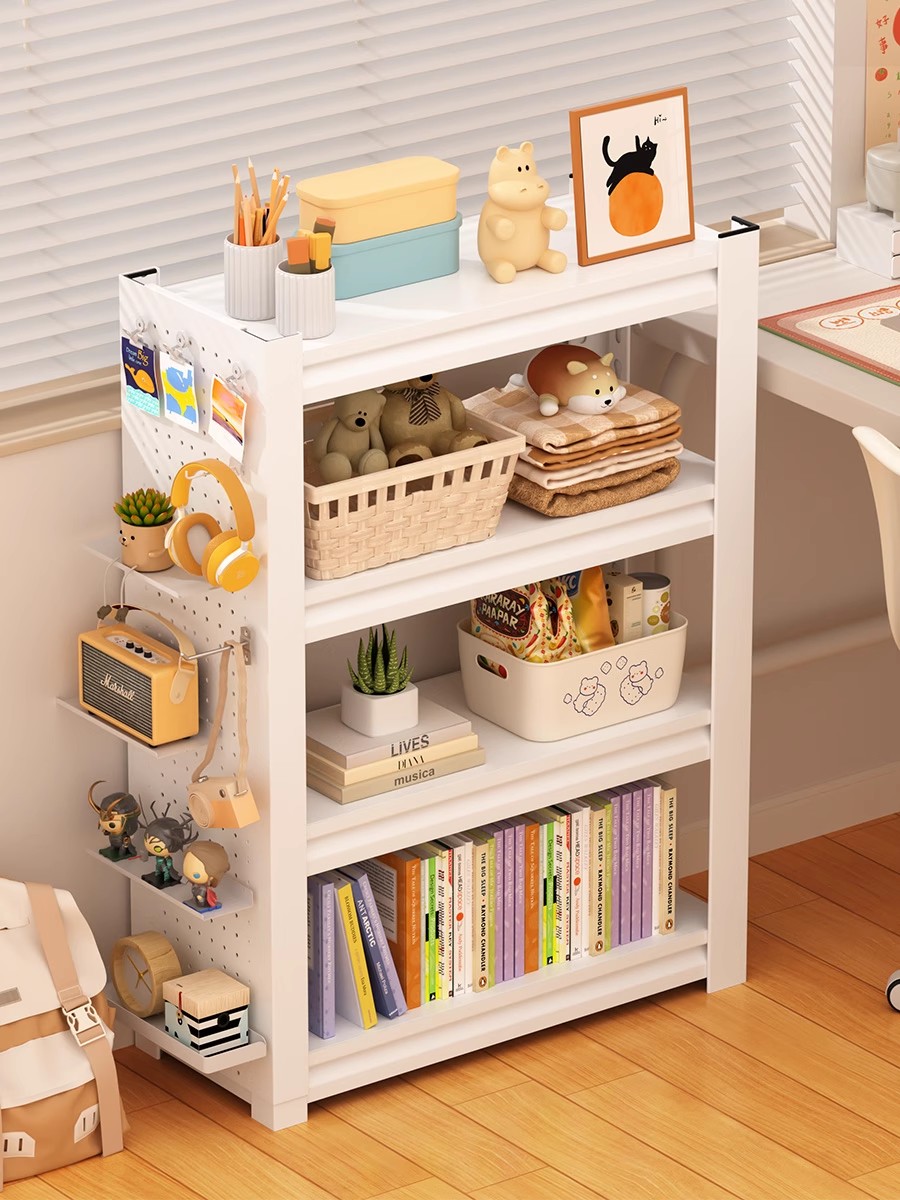 家用钢制儿童书架货架多层置物架落地客厅收纳储物架书柜一体靠墙