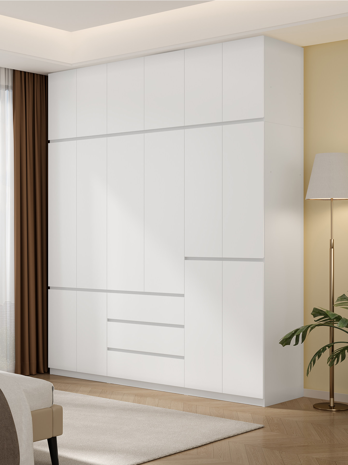 上海有朴家居卧室家用钢制衣柜金属碳钢铁艺组装成品衣服收纳柜