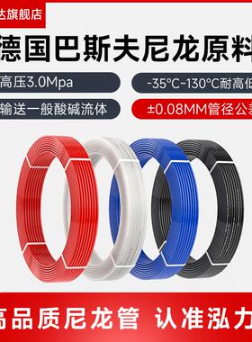 白色耐高压高温酸碱PA6/11尼龙气管机床润滑油管聚酰胺刹车管8*1