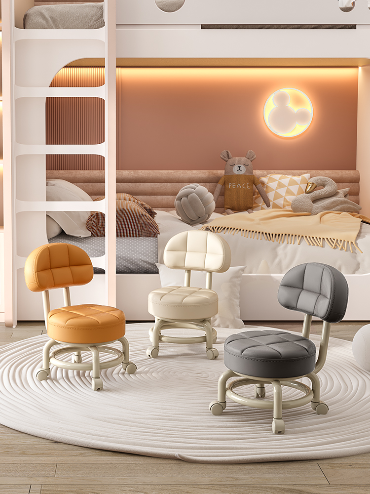 家用小凳子矮凳万向轮滑轮矮凳美缝圆凳板凳儿童椅换鞋凳靠背椅子