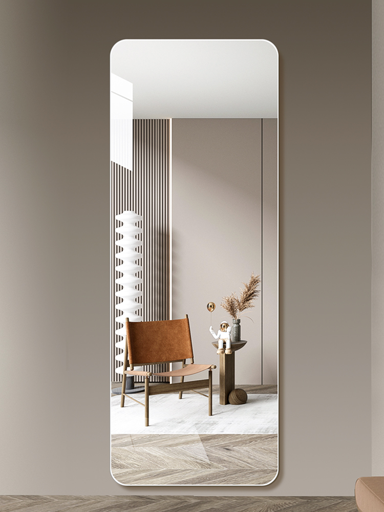 无框全身镜轻奢自粘穿衣镜贴柜门壁挂卧室家用落地试衣镜贴墙镜子